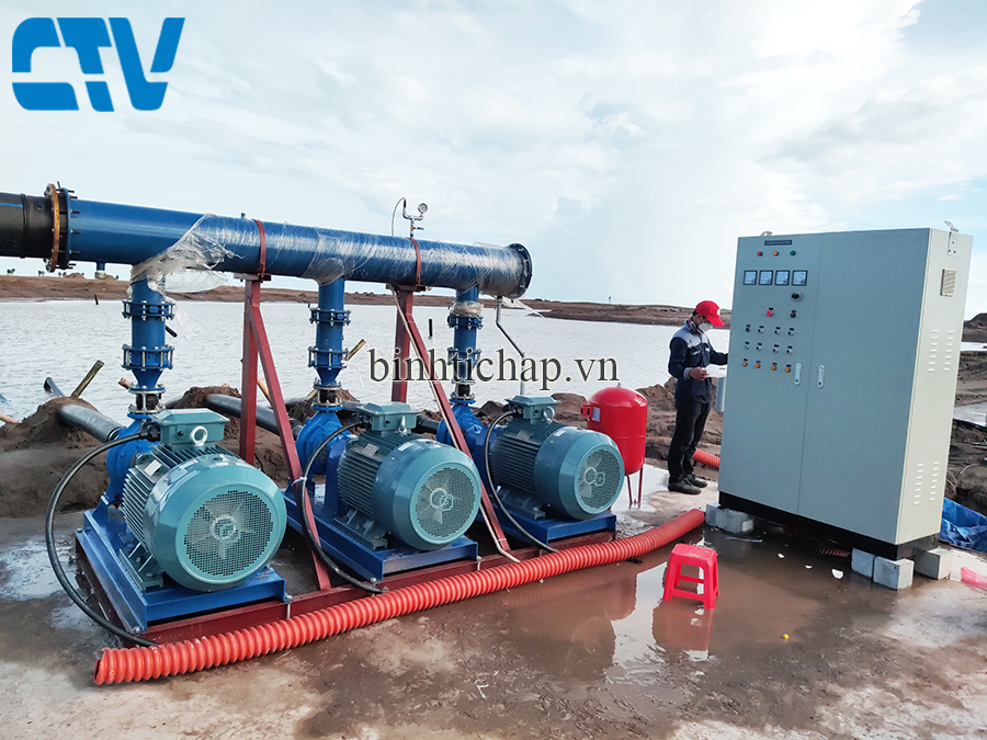 Thiết kế, lắp đặt cụm máy bơm tăng áp công nghiệp 75Kw điều khiển bằng biến tần